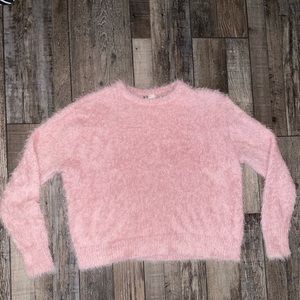 fluffy pink sweater